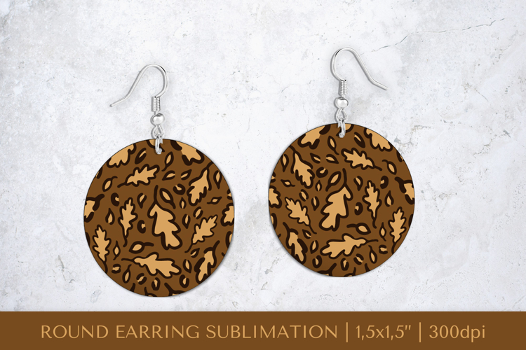 Fall leaves earring sublimation. Leopard round earrings 011