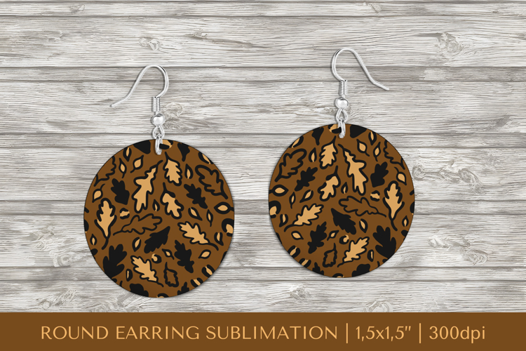 Fall leaves earring sublimation. Leopard round earrings 022