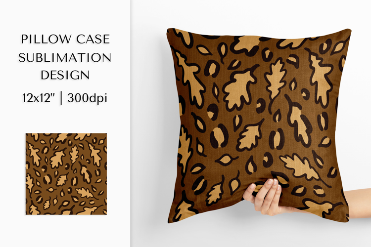 Fall Leaves Leopard Pillow Case Sublimation Design PNG 001