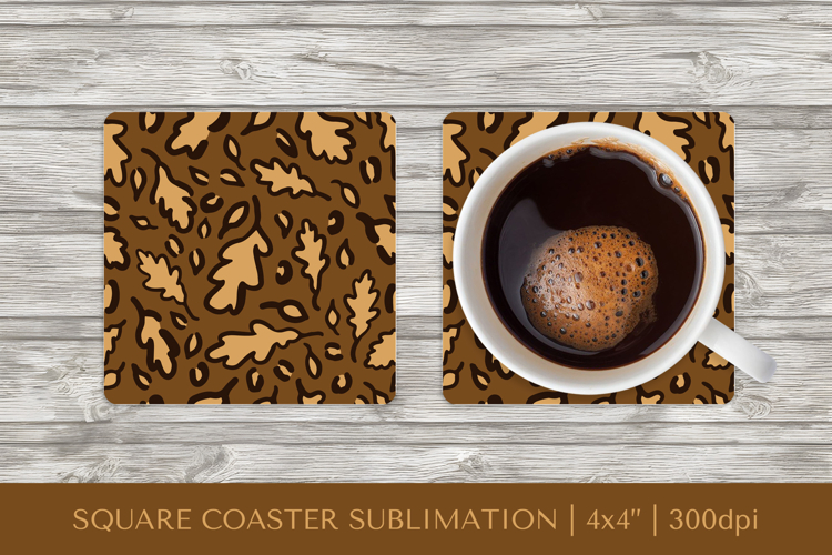 Fall leopard square coaster sublimation. Autumn coaster 12