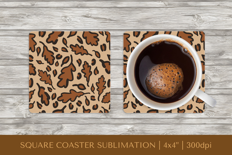 Fall leopard square coaster sublimation. Autumn coaster 14