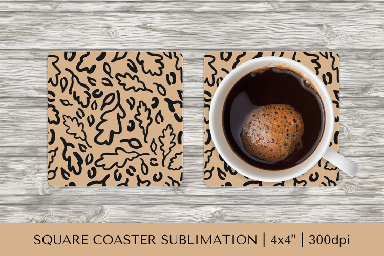 Fall leopard square coaster sublimation. Autumn coaster 19