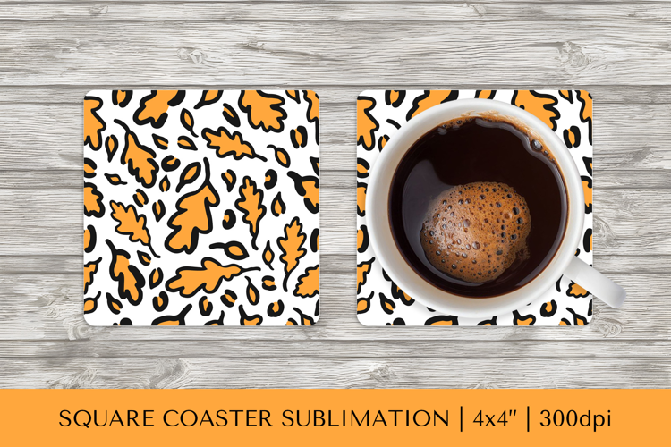 Fall leopard square coaster sublimation. Autumn coaster 20