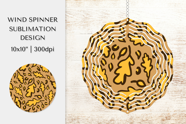 Fall Leopard Spinner Sublimation. Autumn Leaves Design 014