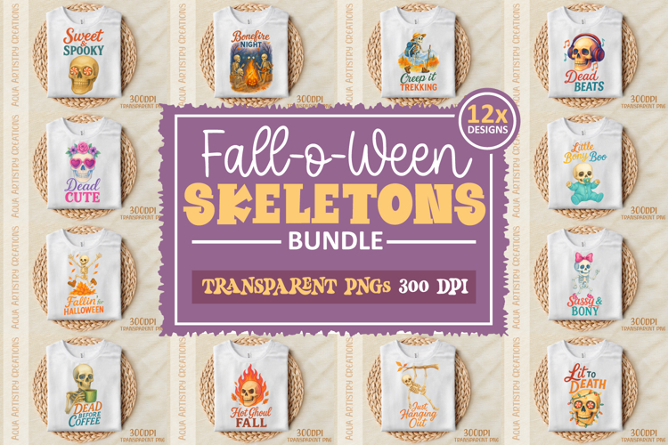 Fall-o-Ween Skeleton Fall and Halloween Bundle -12x Designs