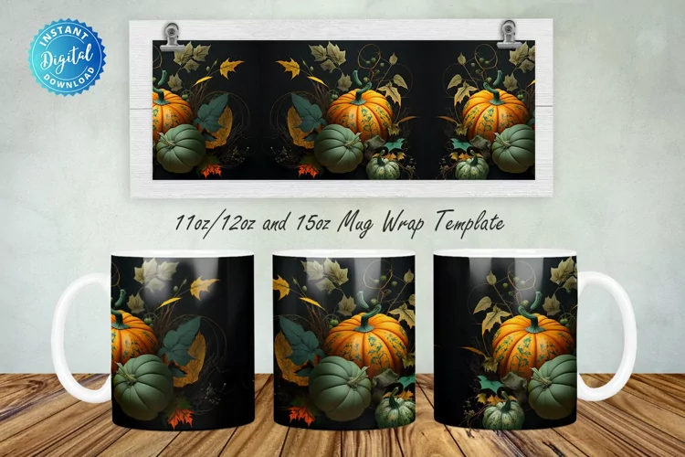 Falls pumpkins leaves 11, 12 & 15 Oz Mug Sublimation