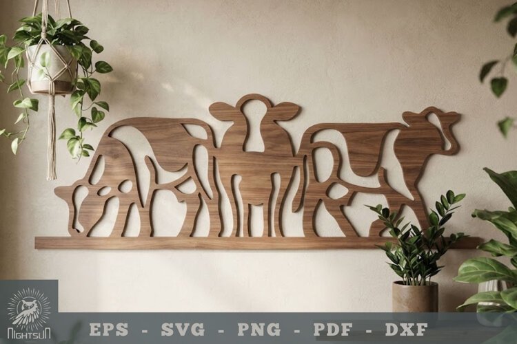 Family Cow Lasercut Wall Decoration example image 1