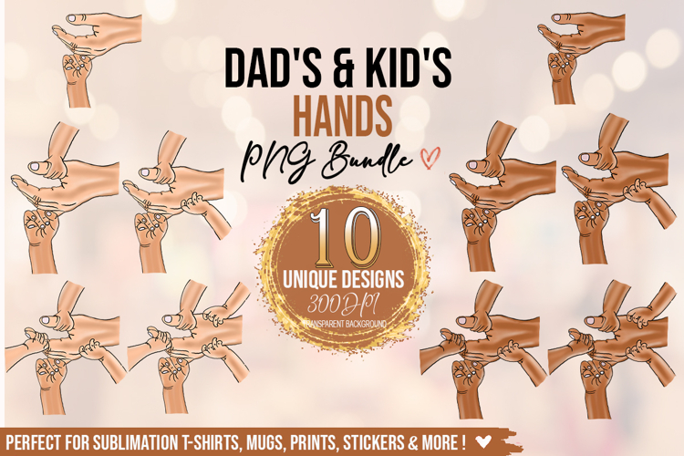 Dad & Kid Hands PNG Bundle | Fathers Day Clipart