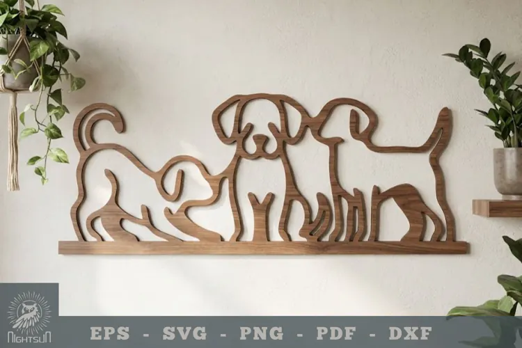 Family Dog Lasercut Wall Decoration