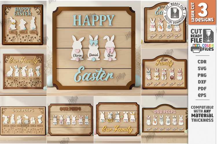 Family Easter Signs Laser Cut Bundle | Welcome Signs SVG