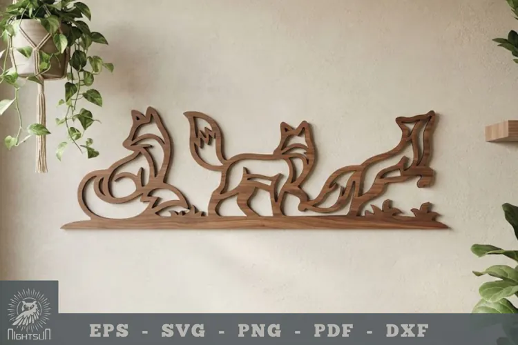 Family Fox Lasercut Wall Decoration