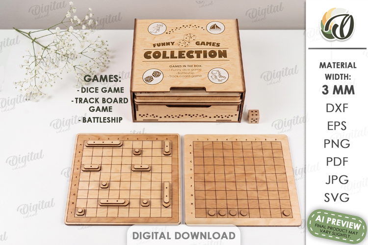 Family Game Case Laser Cut. Board Game Box SVG