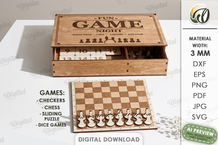 Family Game Case Laser Cut. Board Game Box SVG