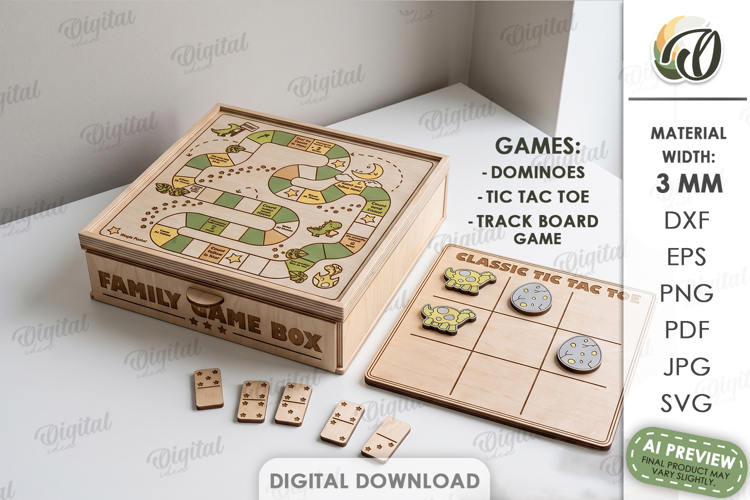 Family Game Case Laser Cut. Board Game Box SVG