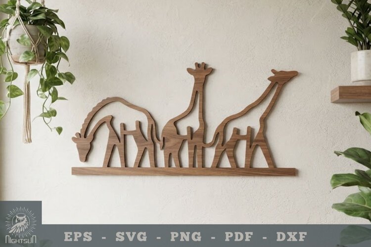 Family Giraffe Lasercut Wall Decoration example image 1