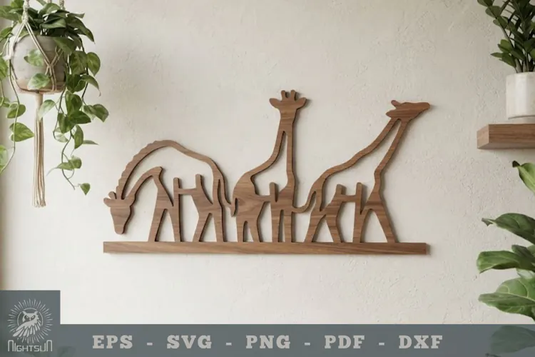 Family Giraffe Lasercut Wall Decoration