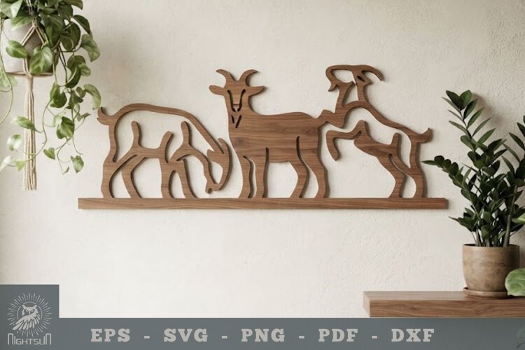Family Goat Lasercut Wall Decoration example image 1