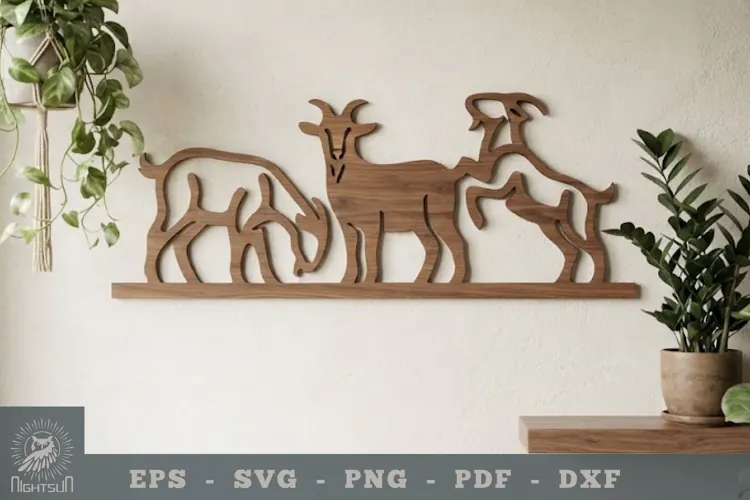 Family Goat Lasercut Wall Decoration