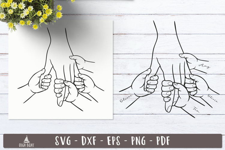 Family Holding Hands SVG | Personalized Grandkids