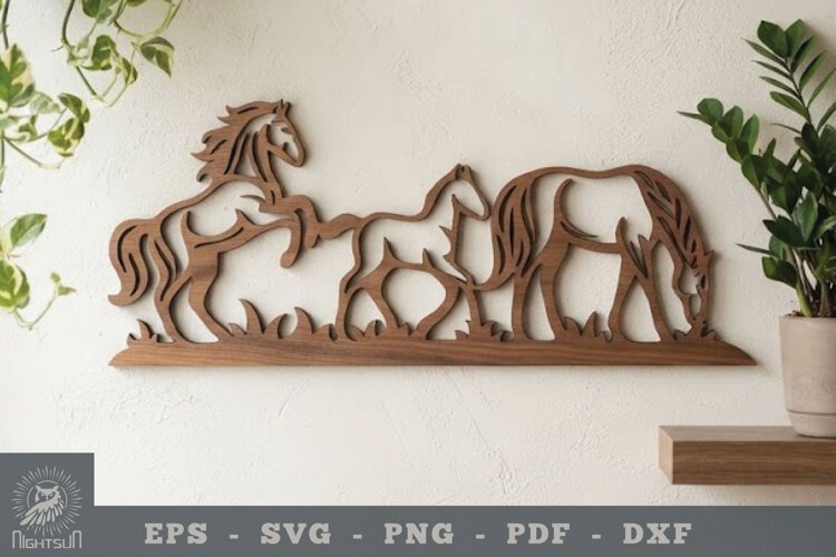 Family Horse Lasercut Wall Decoration example image 1