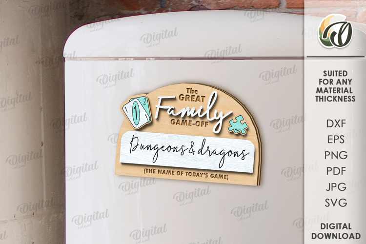 Family interactive fridge magnet Laser Cut. Planner SVG