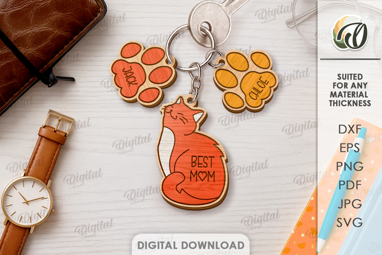 Personalized Family Keychain Laser Cut. Family Keychain SVG