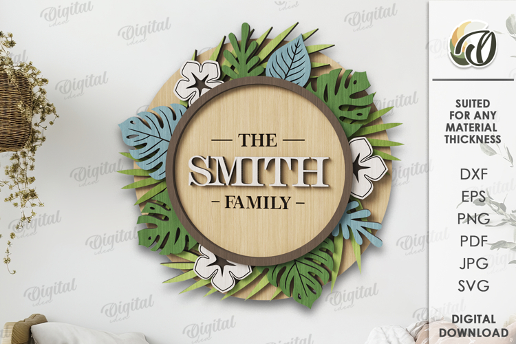 Family name sign Laser Cut. Wall decor SVG
