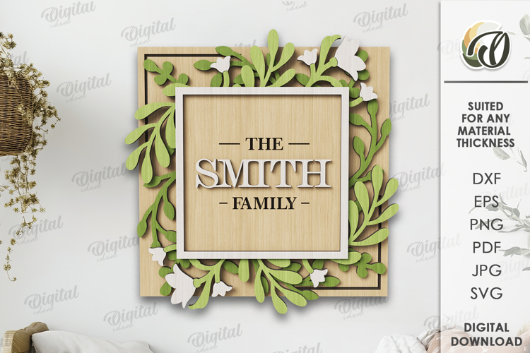 Family name sign Laser Cut. Wall decor SVG
