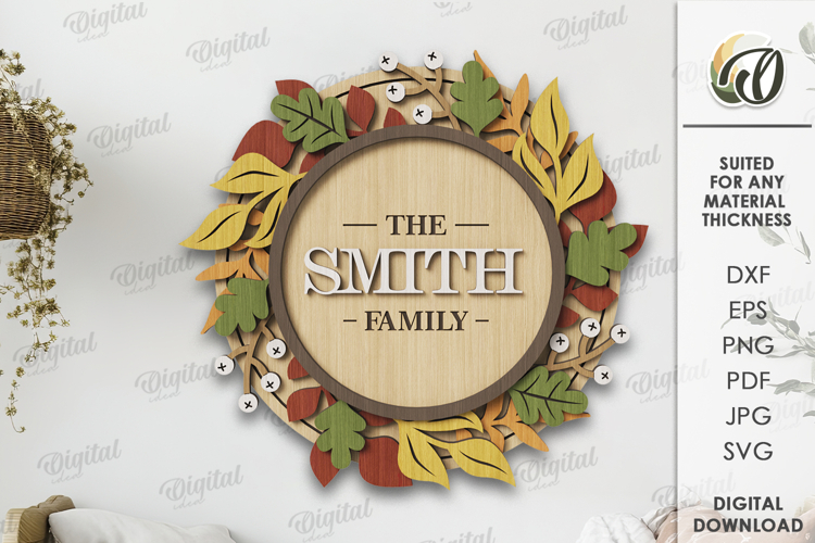 Family name sign Laser Cut. Wall decor SVG