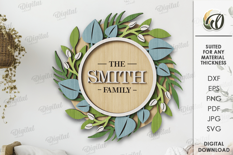 Family name sign Laser Cut. Wall decor SVG