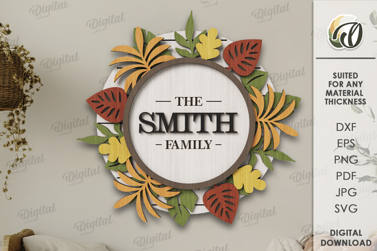 Family name sign Laser Cut. Wall decor SVG