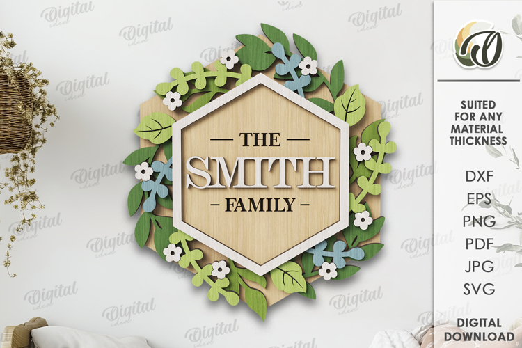 Family name sign Laser Cut. Wall decor SVG