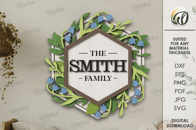 Family name sign Laser Cut. Wall decor SVG