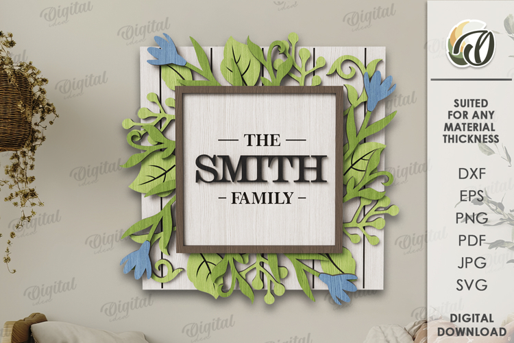 Family name sign Laser Cut. Wall decor SVG