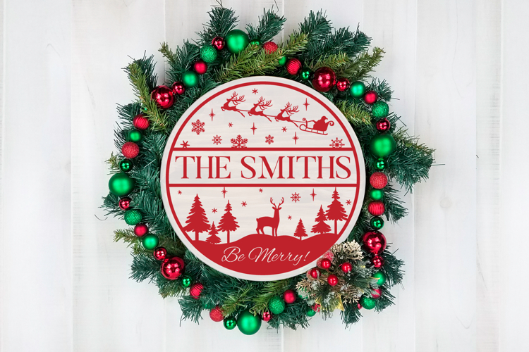 Round Family Christmas Name Sign SVG Cut File