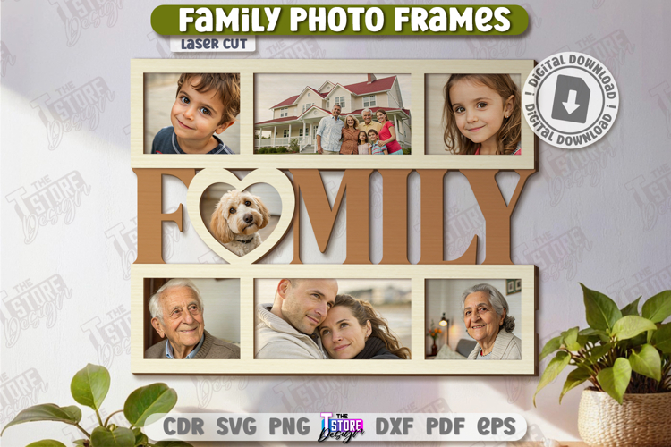Family Photo Frames Laser Cut | Photo Collage | Home Décor example image 1