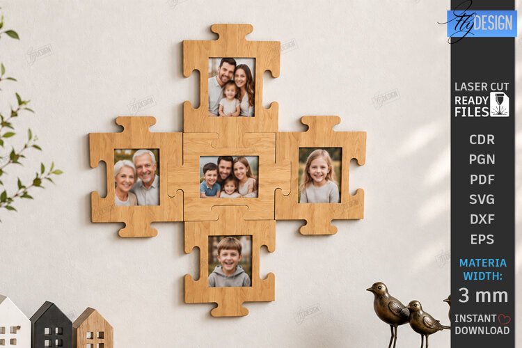Family Puzzle Photo Frame Laser Cut | Modern Picture Frame example image 1