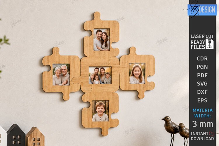 Family Puzzle Photo Frame Laser Cut | Modern (6902226)