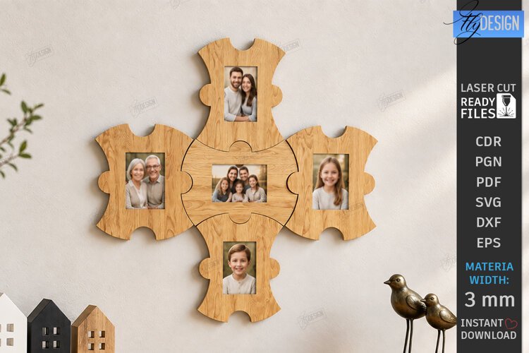 Family Puzzle Photo Frame Laser Cut | Modern Picture Frame example image 1