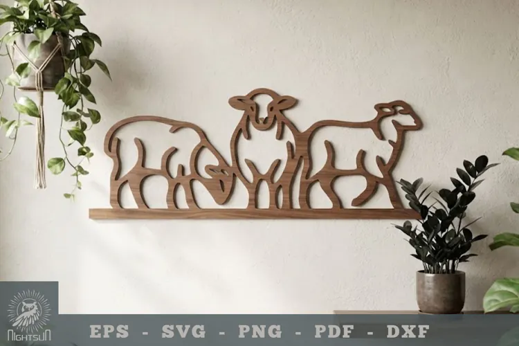Family Sheep Lasercut Wall Decoration
