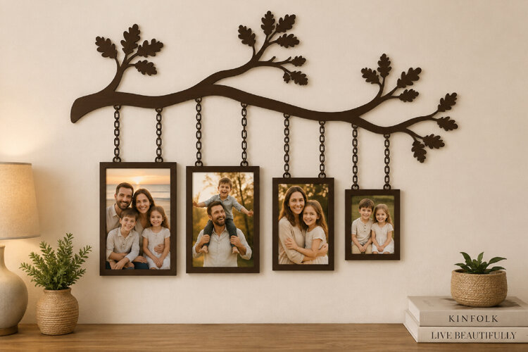 Family Tree Branch Hanging Photo Frame-Laser Cut SVG example image 1