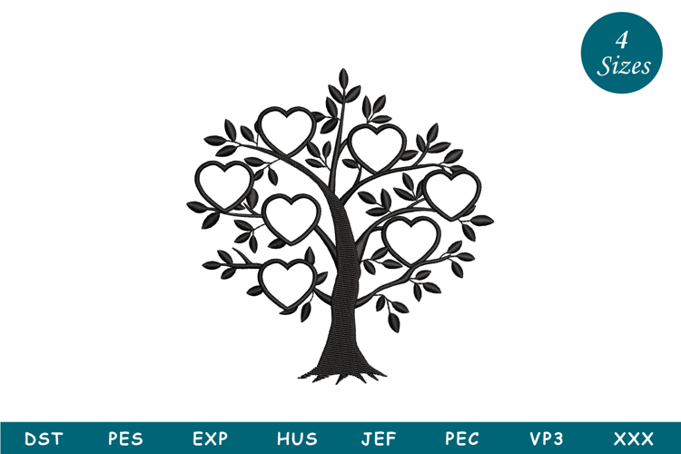 Family Tree Embroidery Design