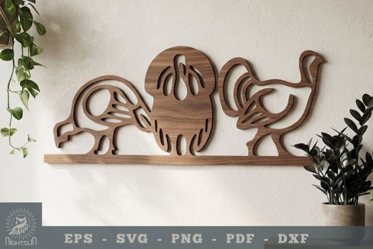 Family Turkey Lasercut Wall Decoration example image 1