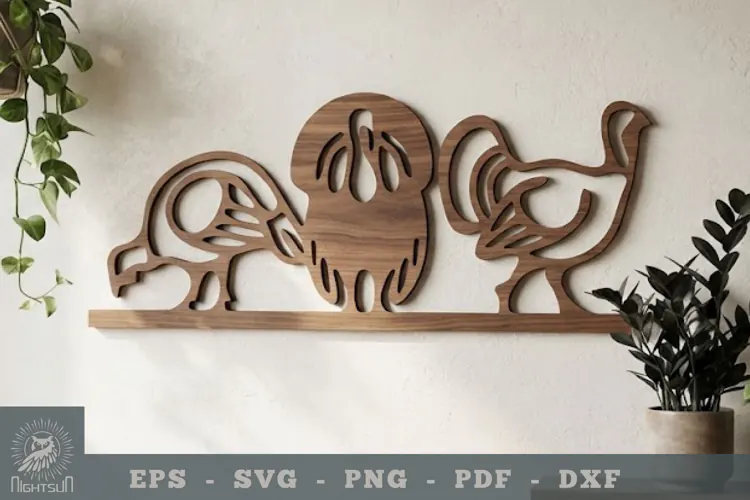 Family Turkey Lasercut Wall Decoration