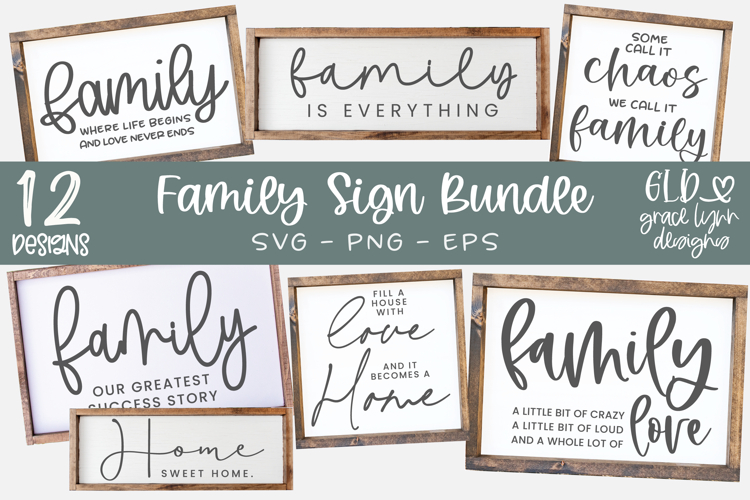Family Sign SVG Bundle, Family Quotes, Home Decor SVGs