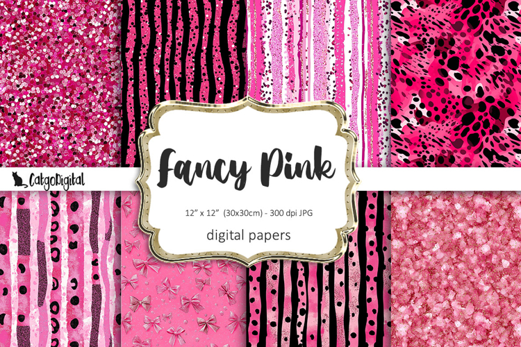 Fancy Pink Digital Paper Pack 12x12 Scrapbook Paper