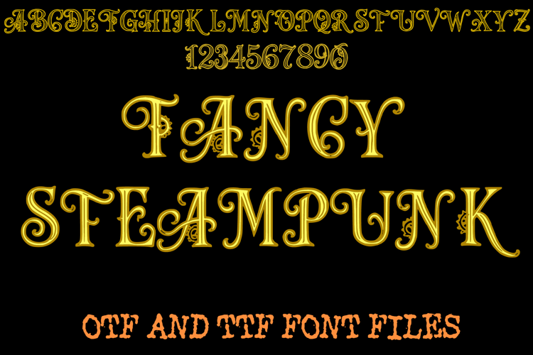 Fancy Steampunk Lettering ABC Text Font Alphabet OTF Type