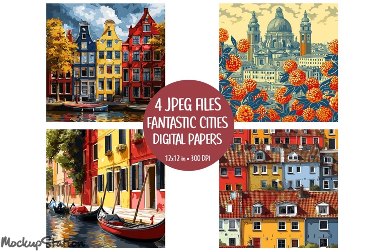 Fantastic Cities Digital Papers European Travel Scrapbook