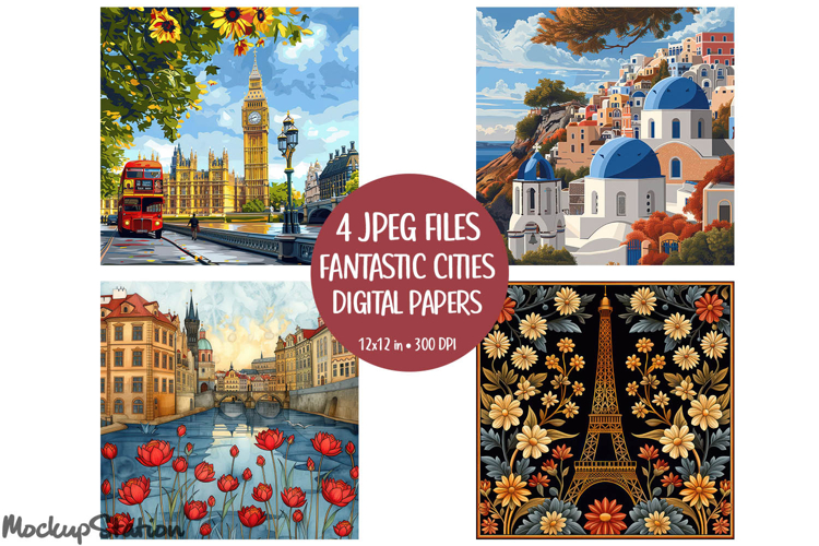 Fantastic Cities Digital Papers European Travel Scrapbook