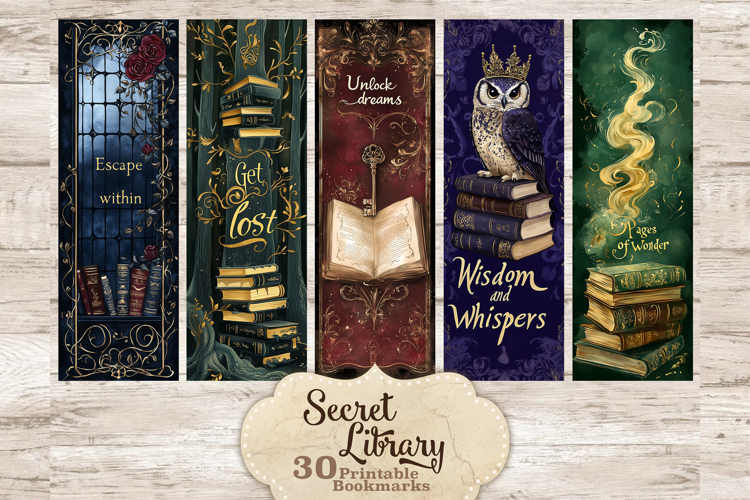 Fantasy Bookmarks Printable Set for Women | Library Bookmark